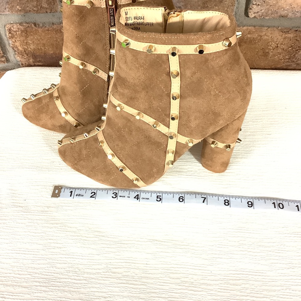CAPE ROBIN “Maura” Studded Faux-Suede Quilted Booties - Picture 11 of 12